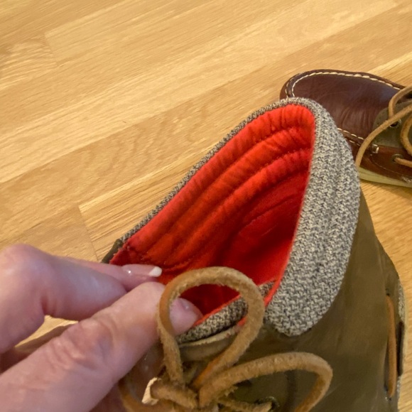 Sperry Womens Lace Up Ankle Boots Olive Green & Brown Leather / Size 7.5 - Picture 8 of 9